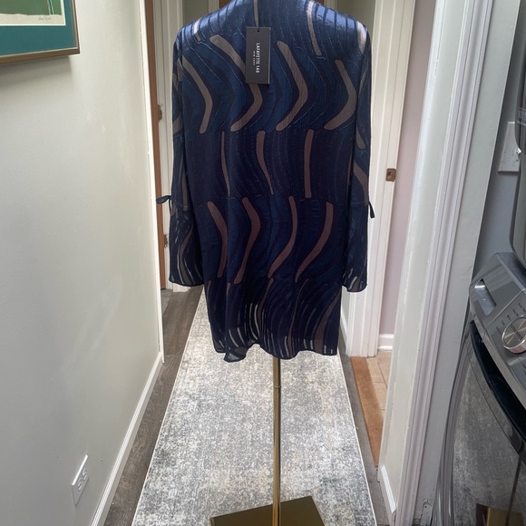 Lafayette 148 New York blue multi color blouse - Picture 3 of 8